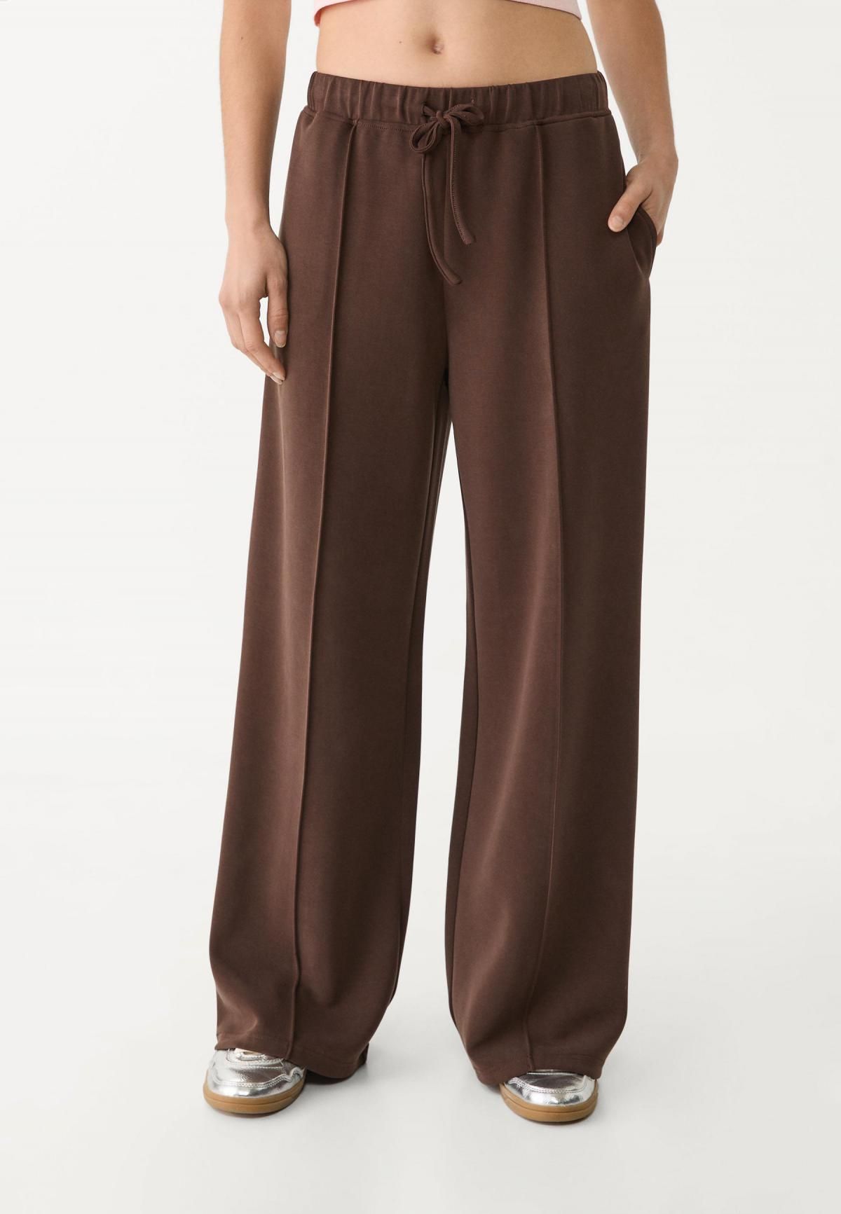 스트라디바리우스 심 디테일 소프트터치 와이드 팬츠 4512/257 BROWN - 상품 이미지