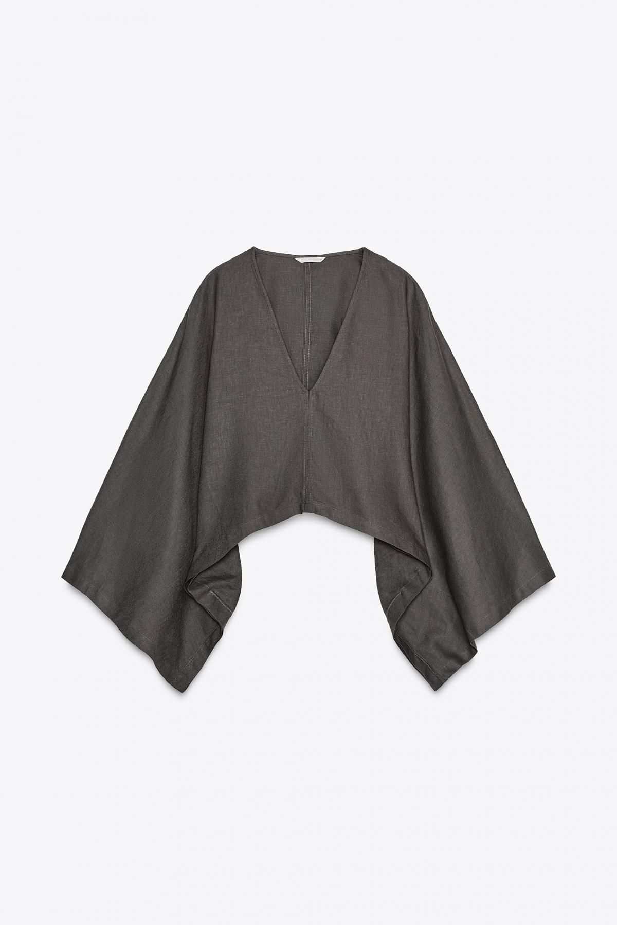 자라 모던 린넨 블렌드 비대칭 케이프 기모노 5427/871 DARK GREY - 메인 이미지