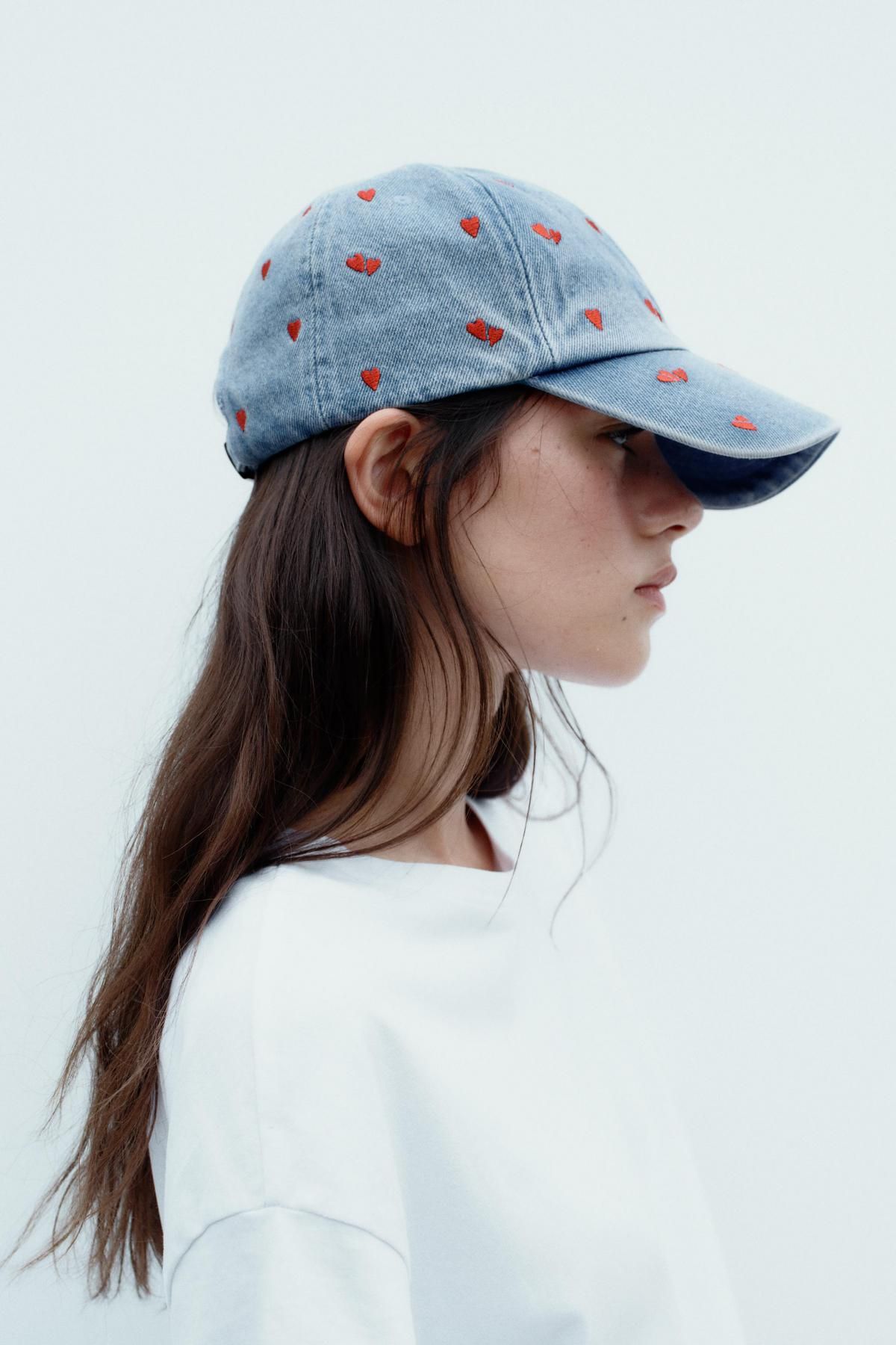 자라 데님 하트자수 캡모자 3920/613 NAVY BLUE - 상세 이미지 3