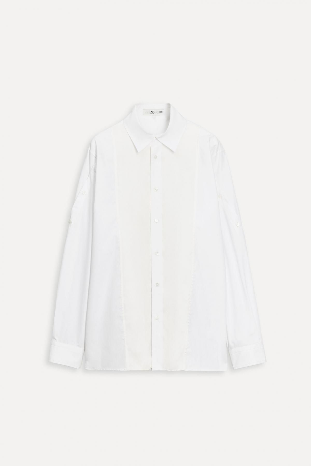 자라 50주년 테크니컬 배색 포플린 셔츠 3403/654 WHITE - 메인 이미지