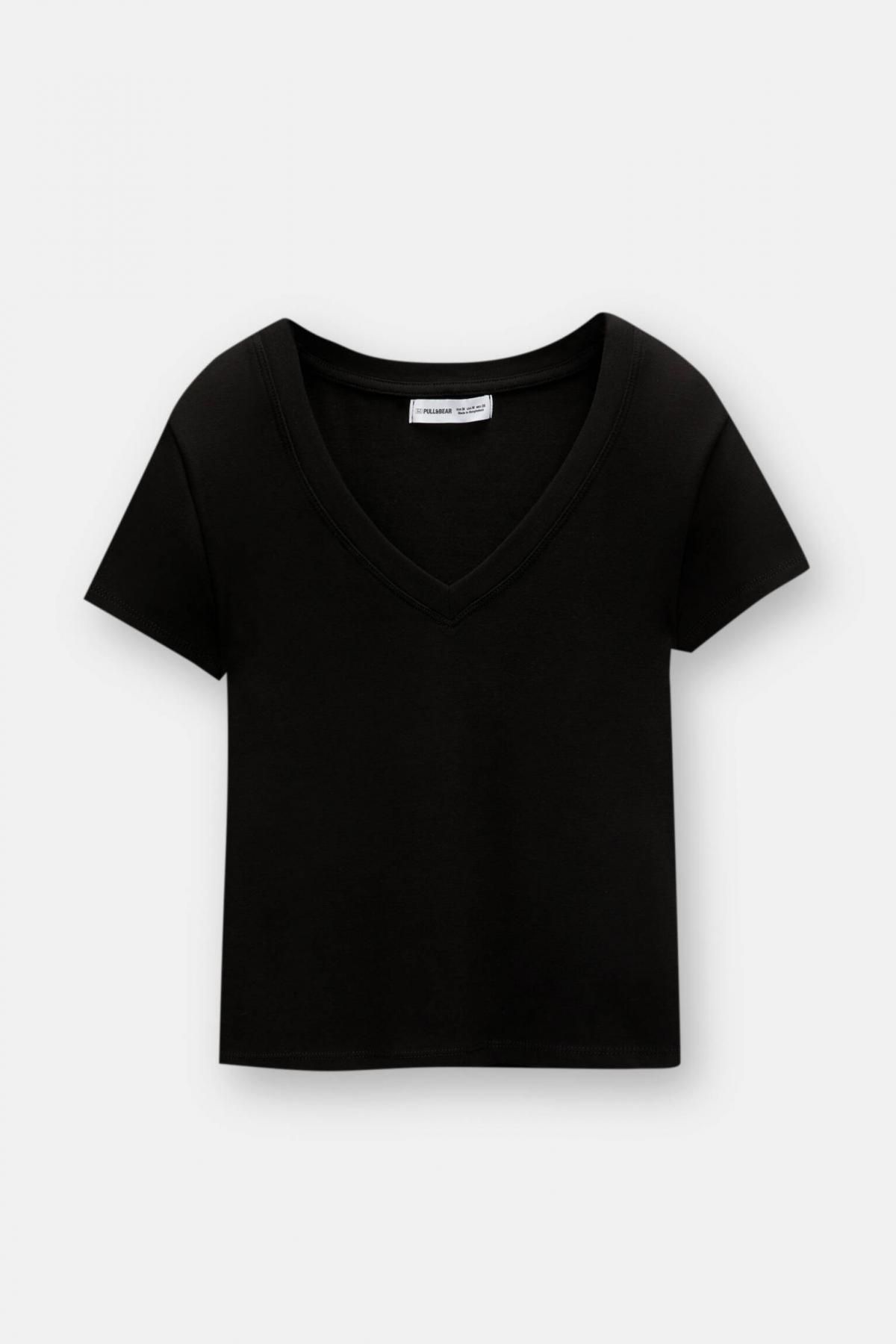 풀앤베어 베이직 브이넥 반팔 티셔츠 3245/323 BLACK - 상품 이미지