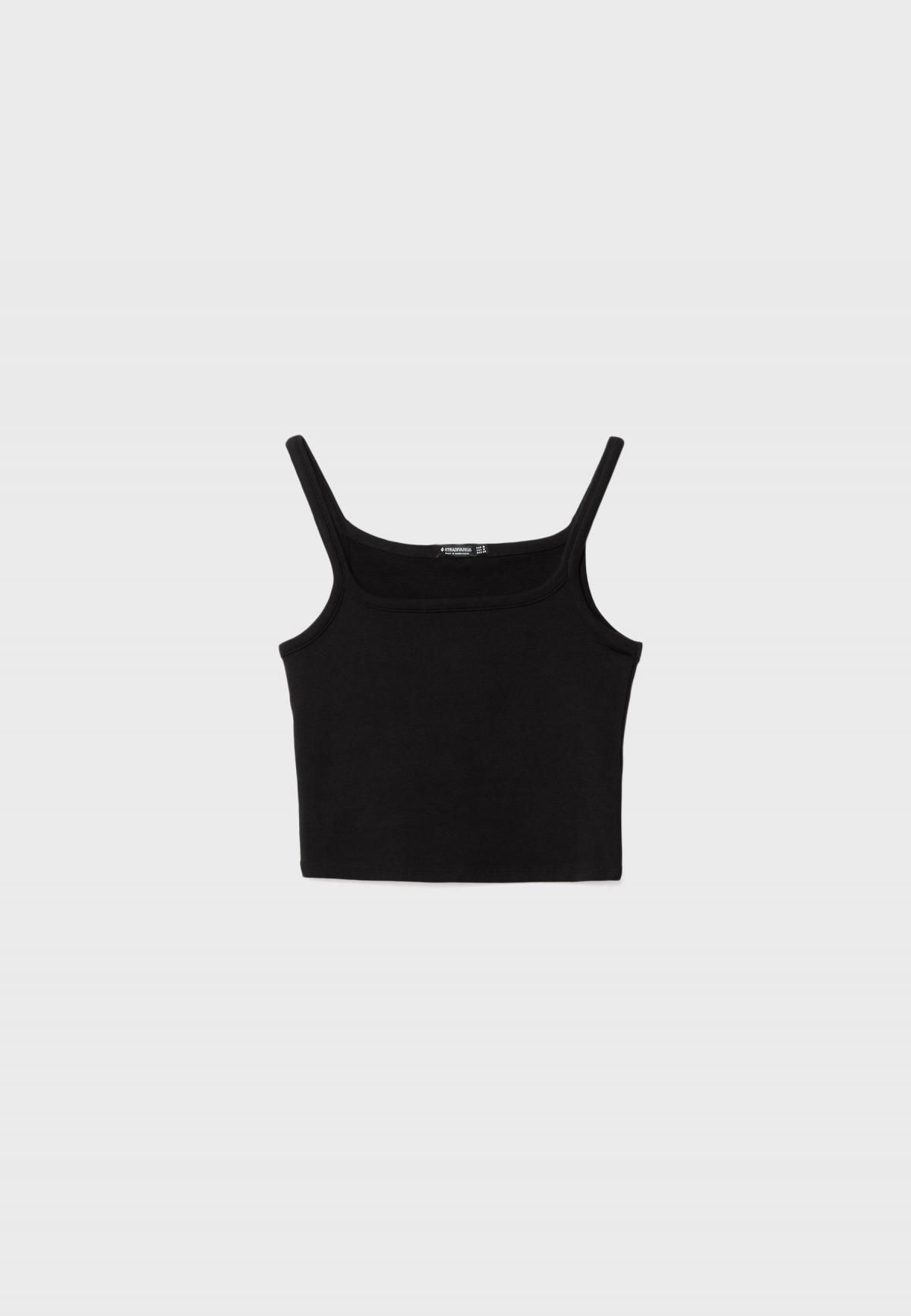 스트라디바리우스 스트레치 베이직 슬리브리스 탑 6515/398 BLACK - 상품 이미지