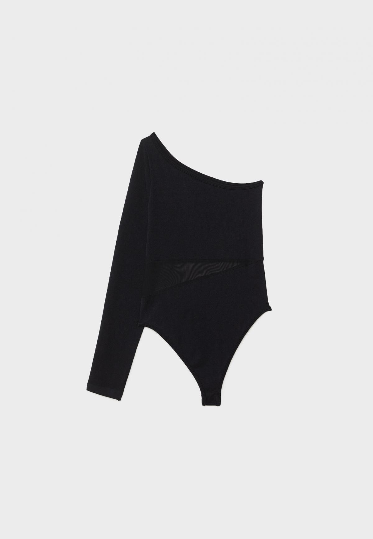 스트라디바리우스 시스루 모던 언밸런스 원숄더 바디수트 8120/050 BLACK - 상세 이미지 2