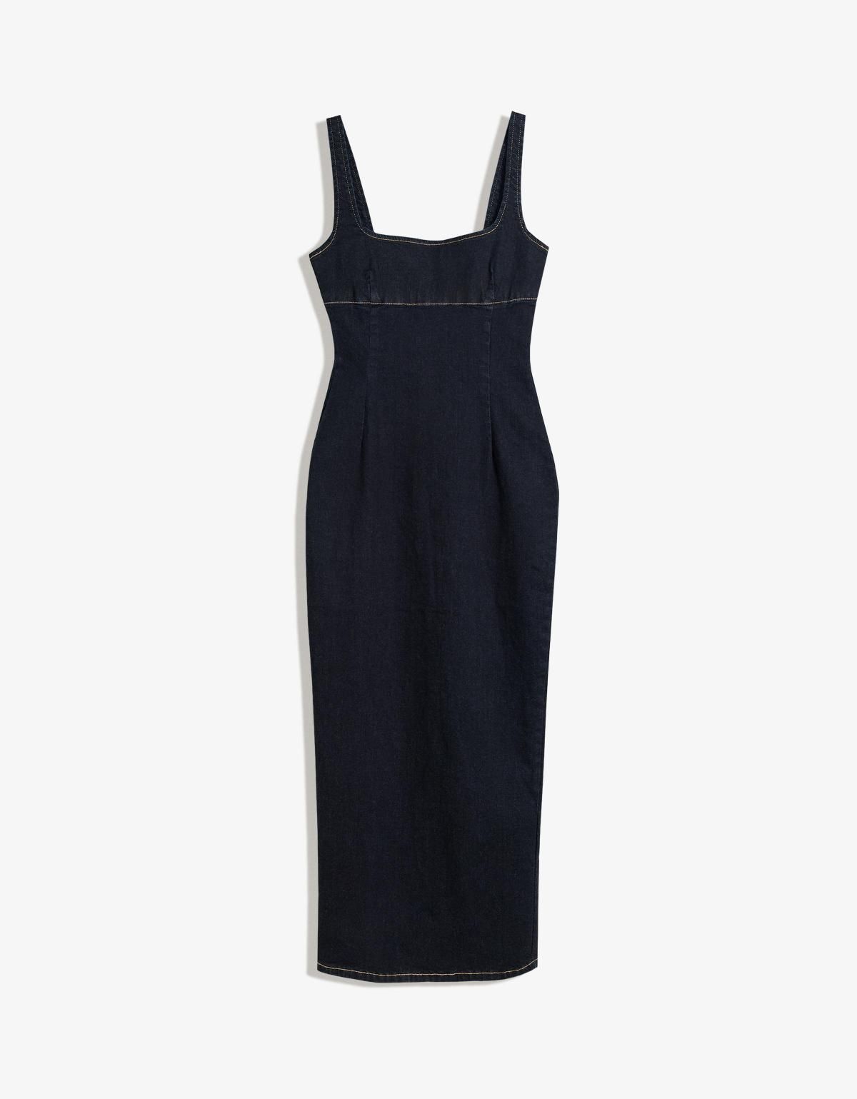 버쉬카 데님 스트랩 롱 원피스 0623/074 NAVY - 상품 이미지