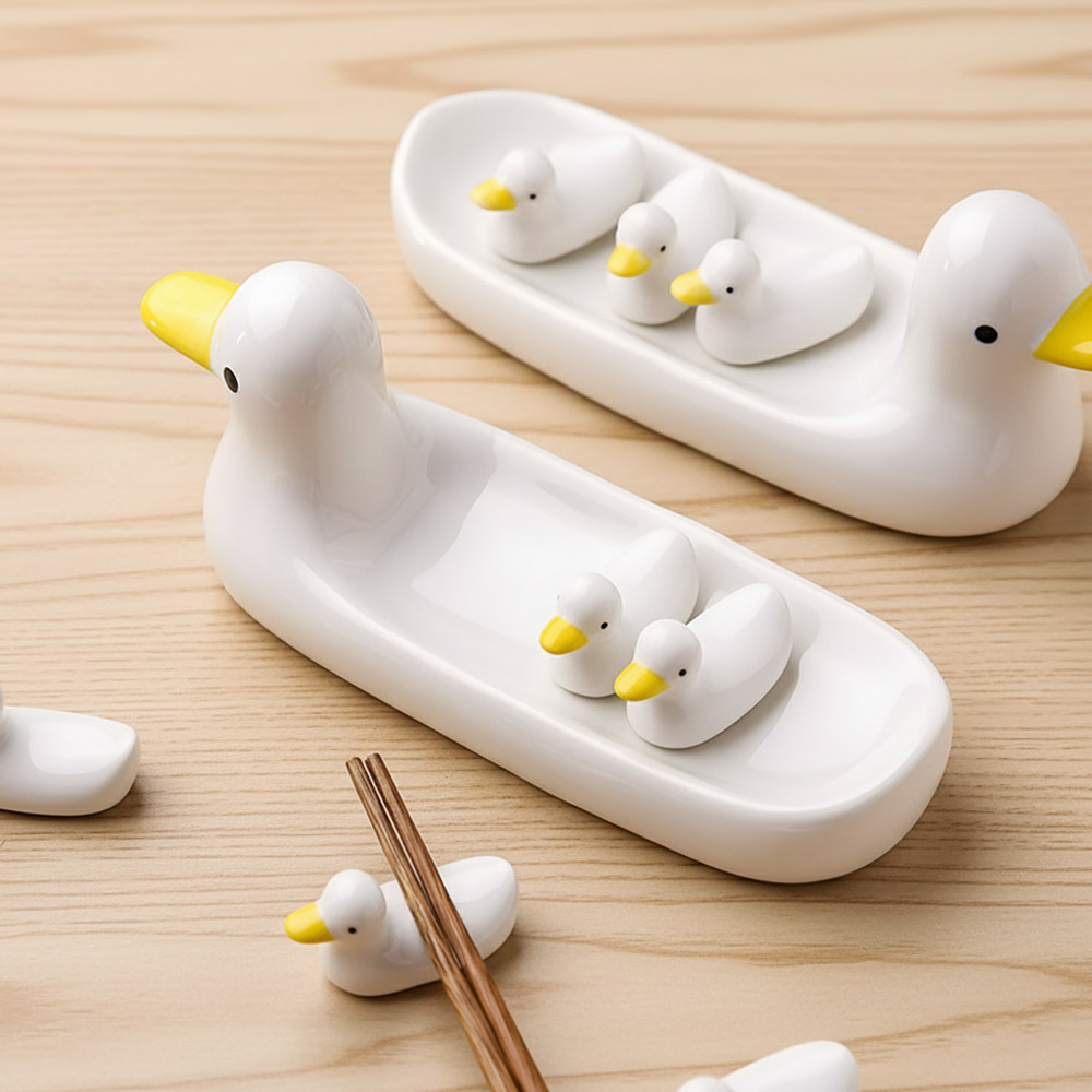 오리 수저받침대 도자기 젓가락 숟가락 스푼홀더 거치대 테이블데코 6p세트 - 메인 이미지