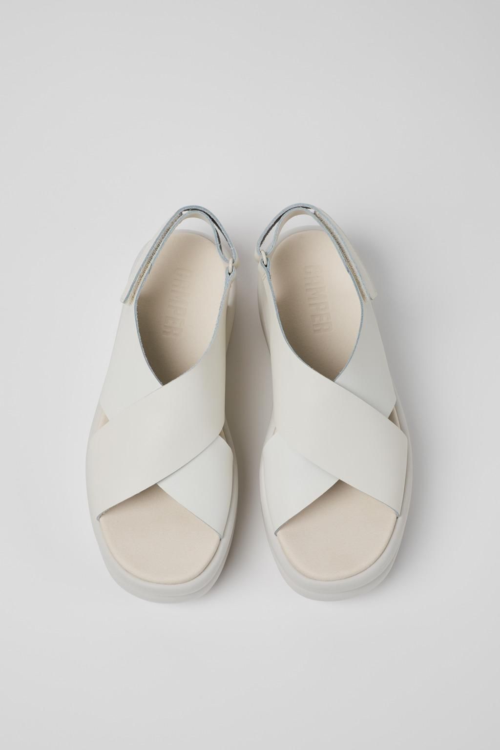 캠퍼 화이트 플랫폼 가죽 스트랩샌들 Pelotas Flota Up K201727-002 WHITE - 상세 이미지 4