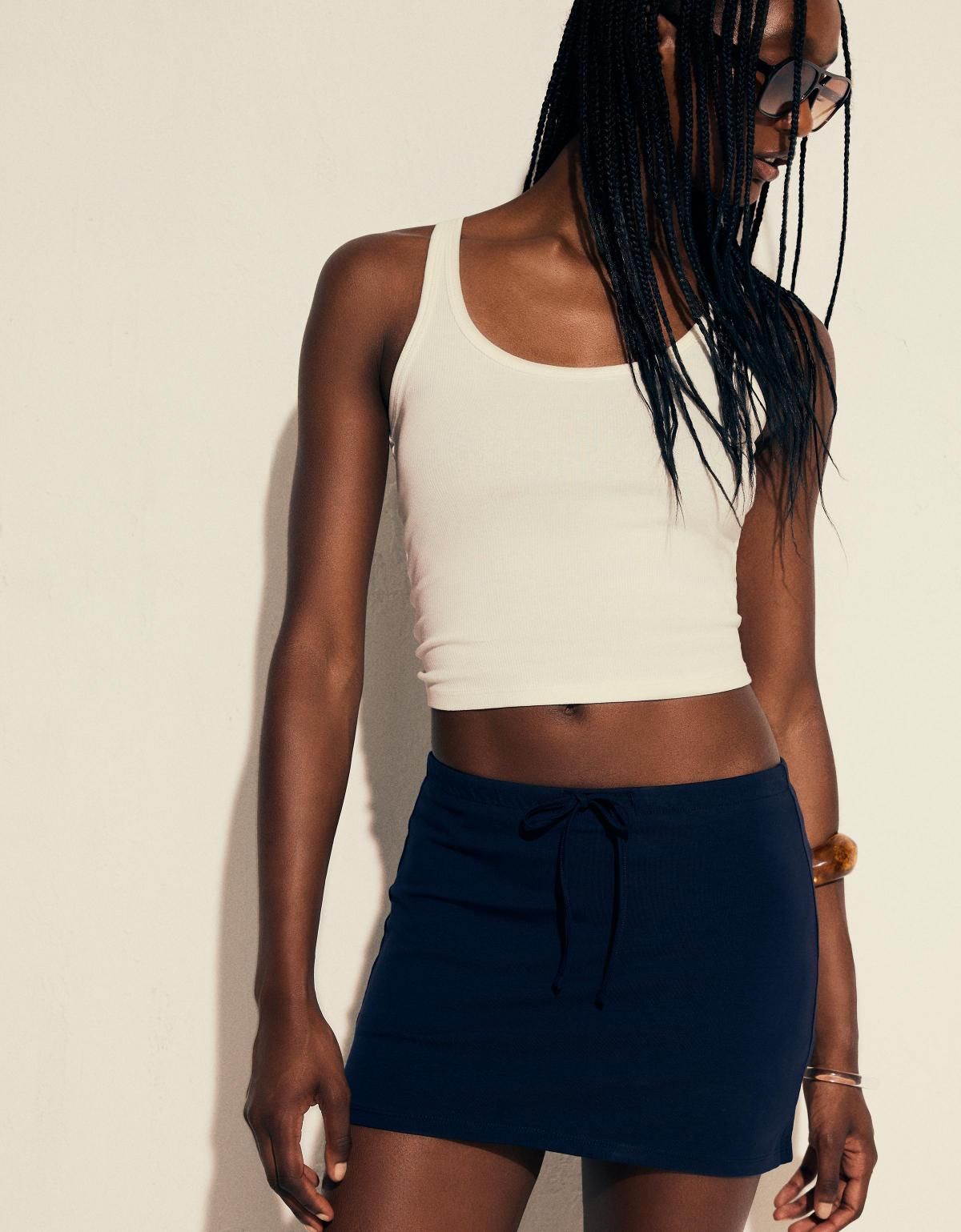 버쉬카 테크니컬 웨이스트 타이 미니 스커트 팬츠 6238/443 NAVY - 상세 이미지 2