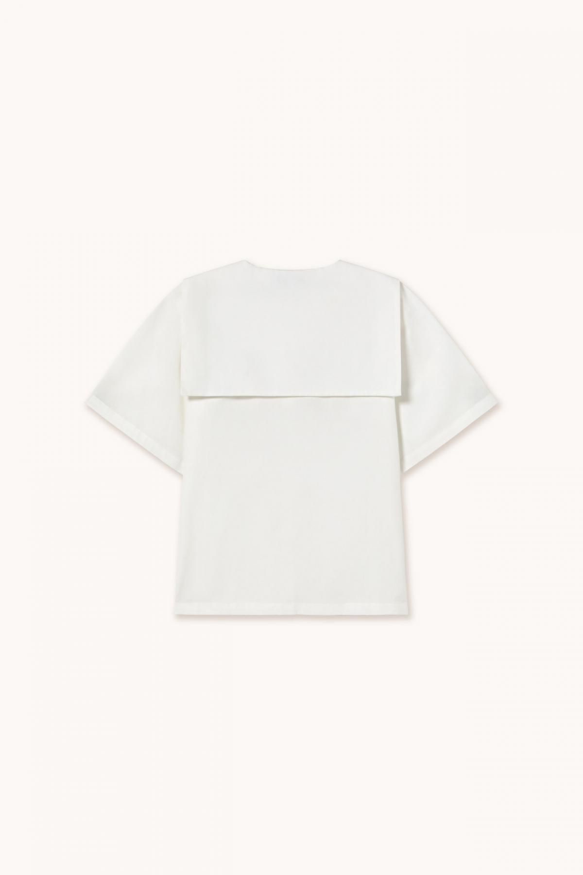 타이니코튼 플라워 자수 화이트 반팔 블라우스 SS25-620101 ONE COLOR - 상세 이미지 2