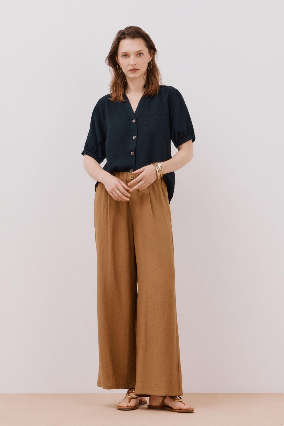 꼬르떼피엘 애니멀 프린트 브이넥 반팔 셔츠 8792425 AZUL MARINO - 상세 이미지 3