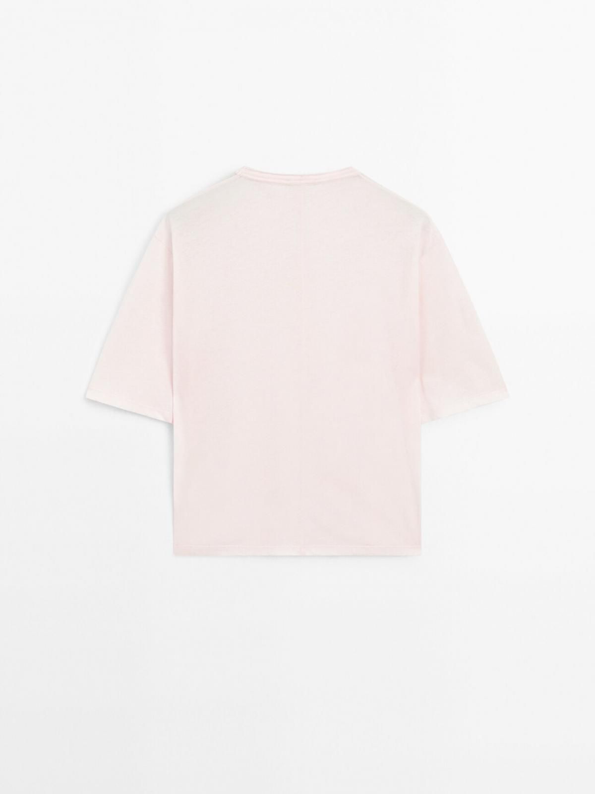 마시모두띠 박시핏 100 코튼 크루넥 반팔 티셔츠 6840/500 PASTEL PINK - 상세 이미지 3