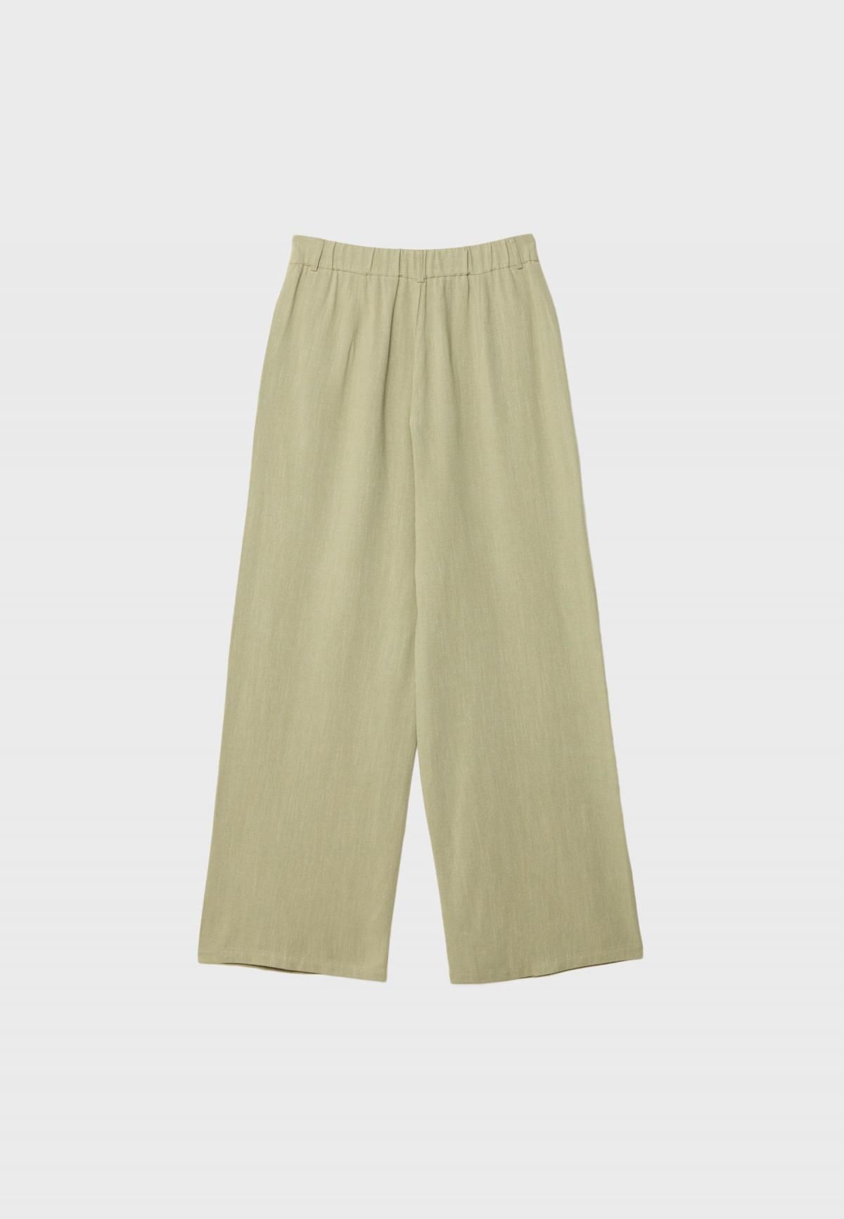 스트라디바리우스 하이웨이스트 린넨 블렌드 와이드 스트레이트 팬츠 8253/325 KHAKI - 상세 이미지 4