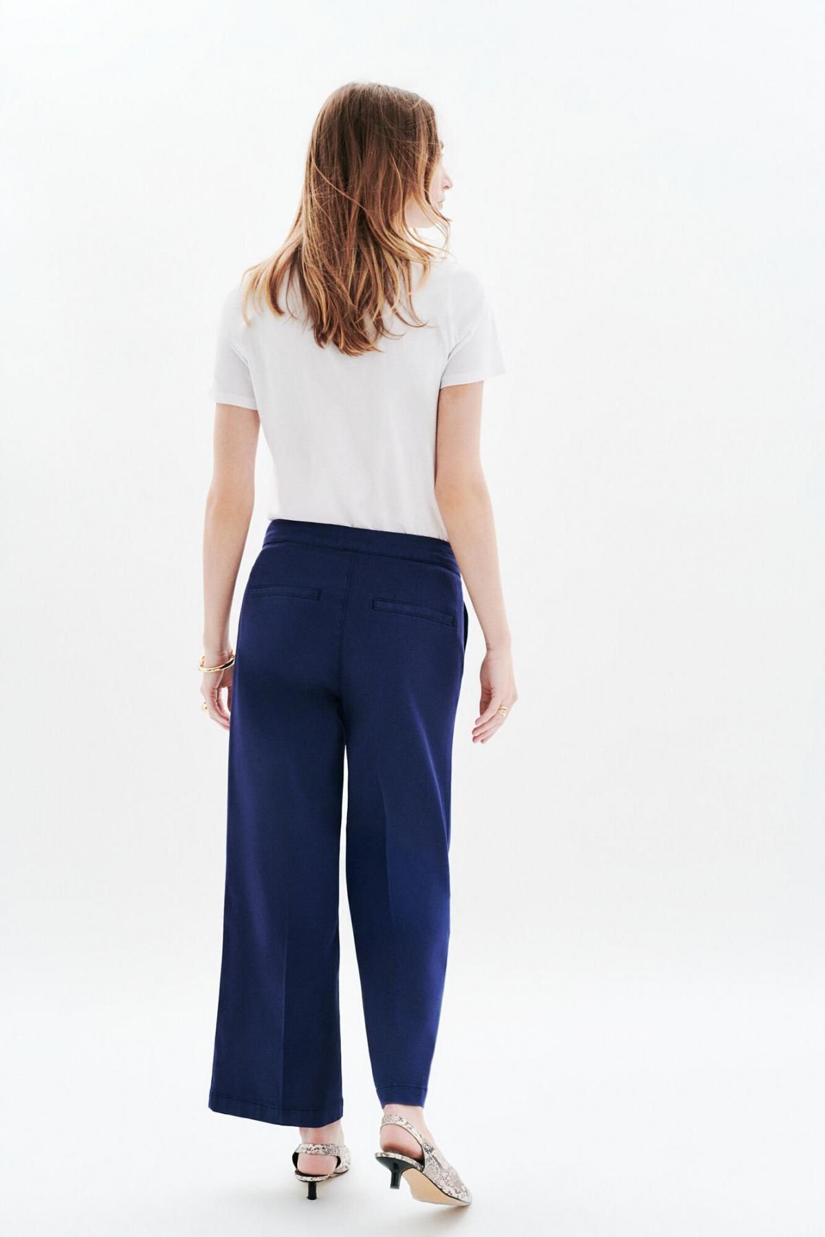 카롤 와이드 하이웨이스트 슬랙스 팬츠 Paolino 3722147 AZUL MARINO - 상세 이미지 3