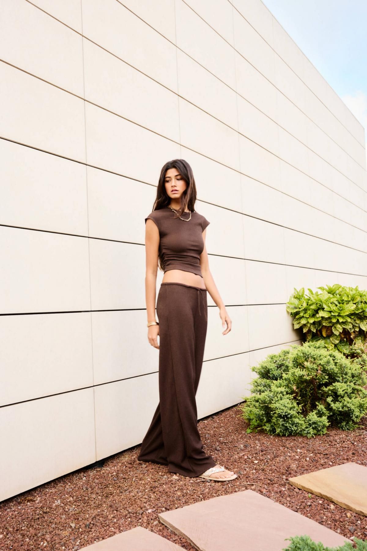 풀앤베어 와이드핏 크레이프 밴딩 팬츠 3680/370 BROWN - 상세 이미지 2