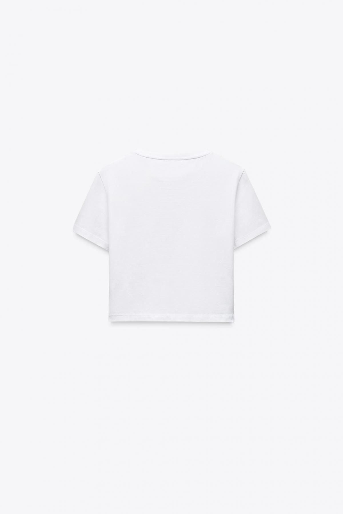 자라 크롭 슬림핏 티셔츠 2335/299 WHITE - 상세 이미지 5
