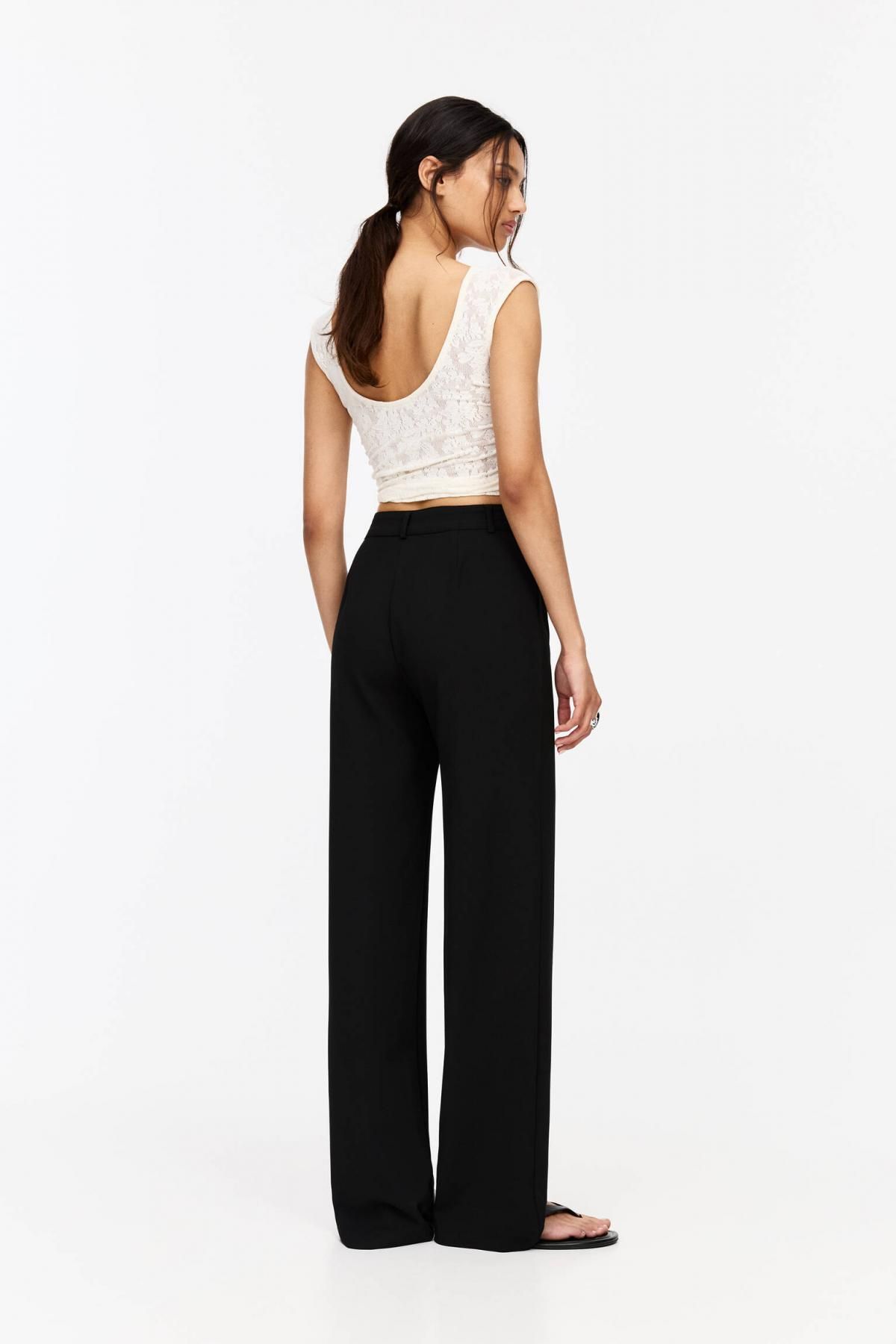 풀앤베어 하이웨이스트 테크니컬 심 슬랙스 팬츠 7678/431 BLACK - 상세 이미지 4