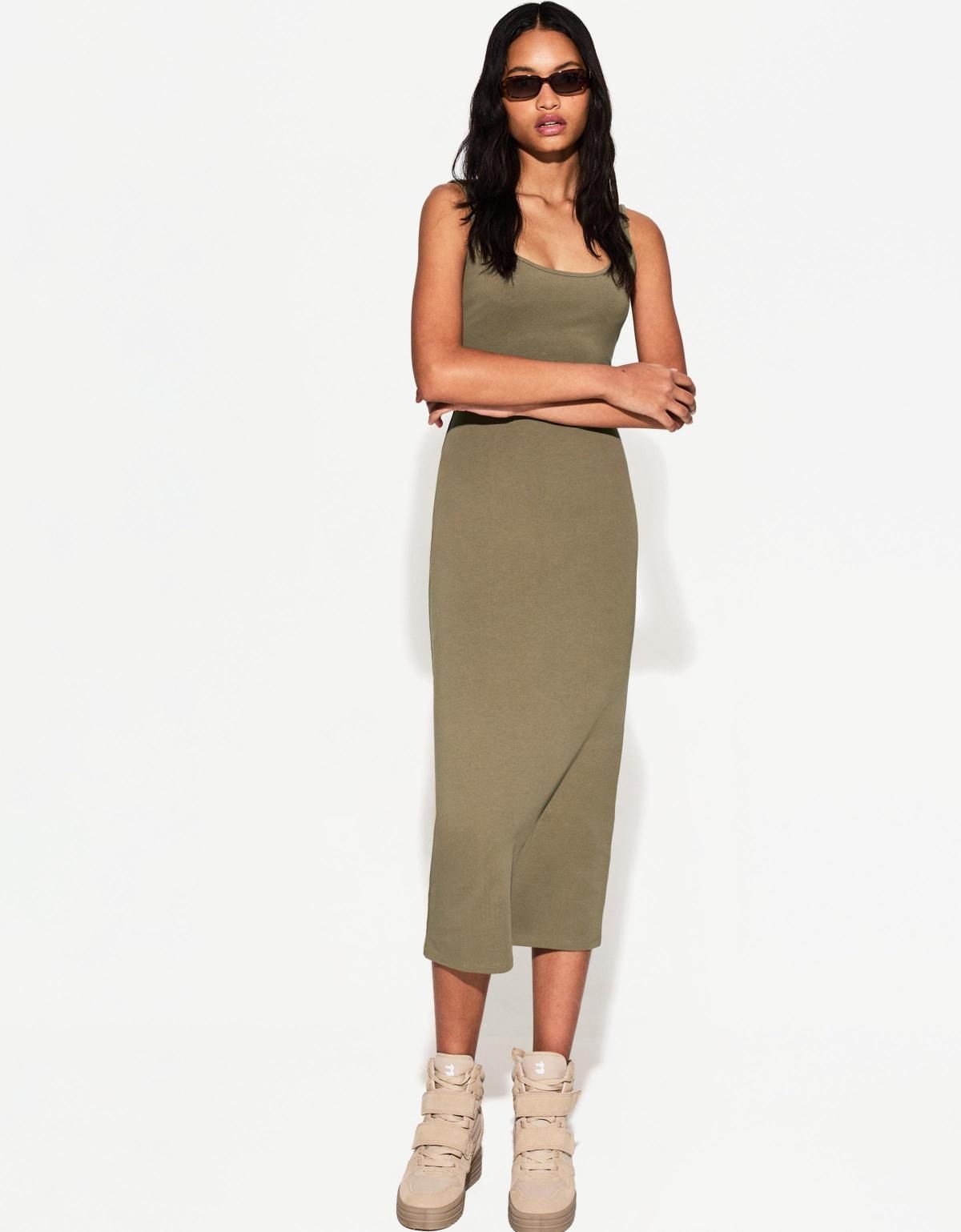 버쉬카 스트랩 미디 원피스 0542/205 KHAKI - 상세 이미지 2