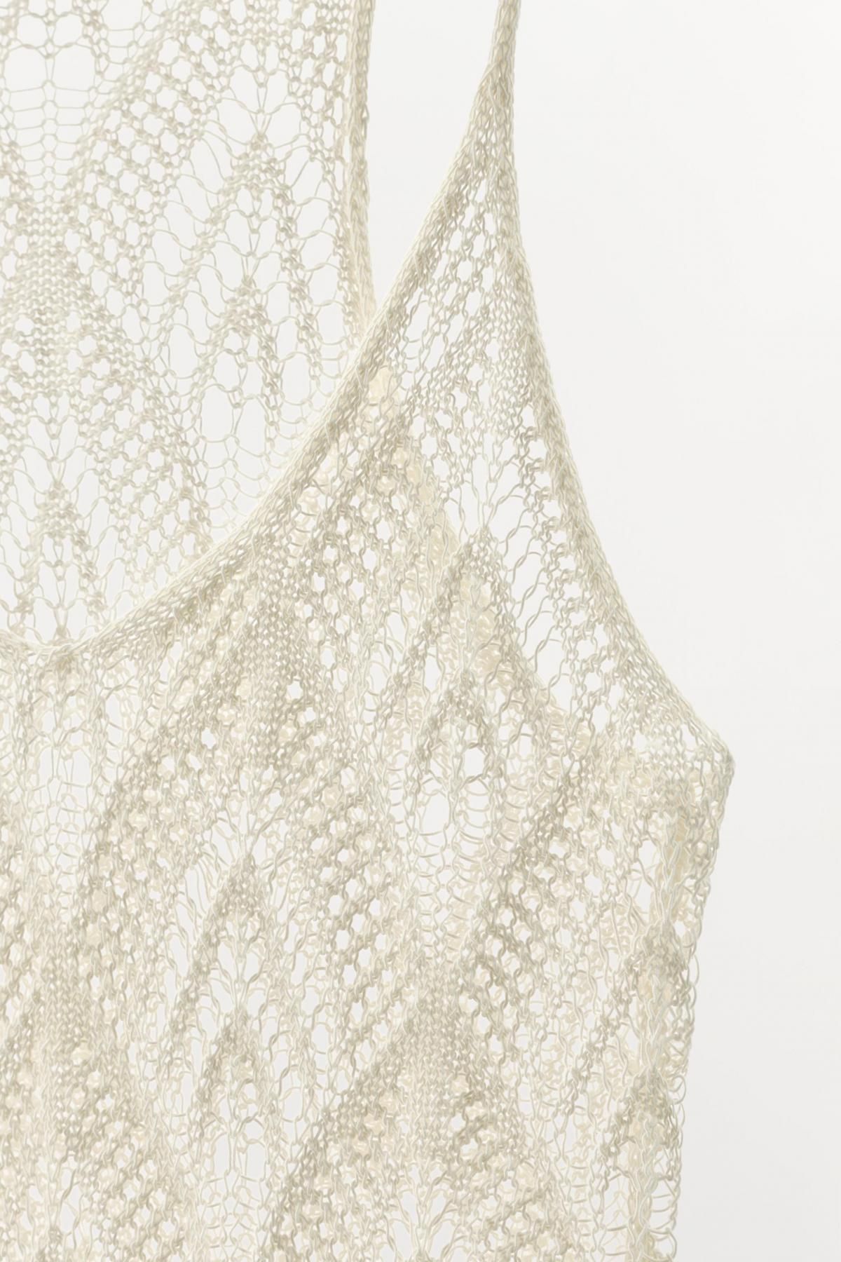 자라 시스루 니트 스트랩 탑 8779/601 OYSTER-WHITE - 상세 이미지 5