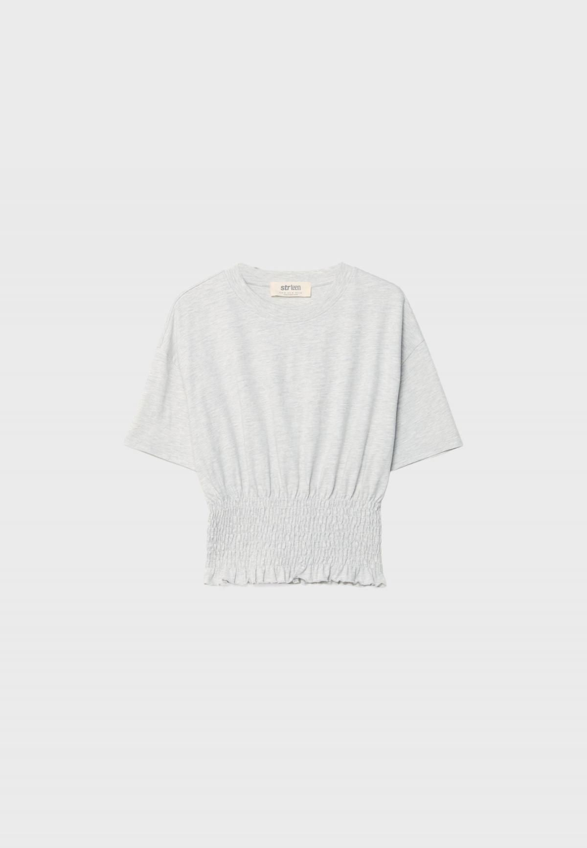 스트라디바리우스 셔링 라운드넥 반팔 티셔츠 7099/305 GREY MELANGE - 메인 이미지