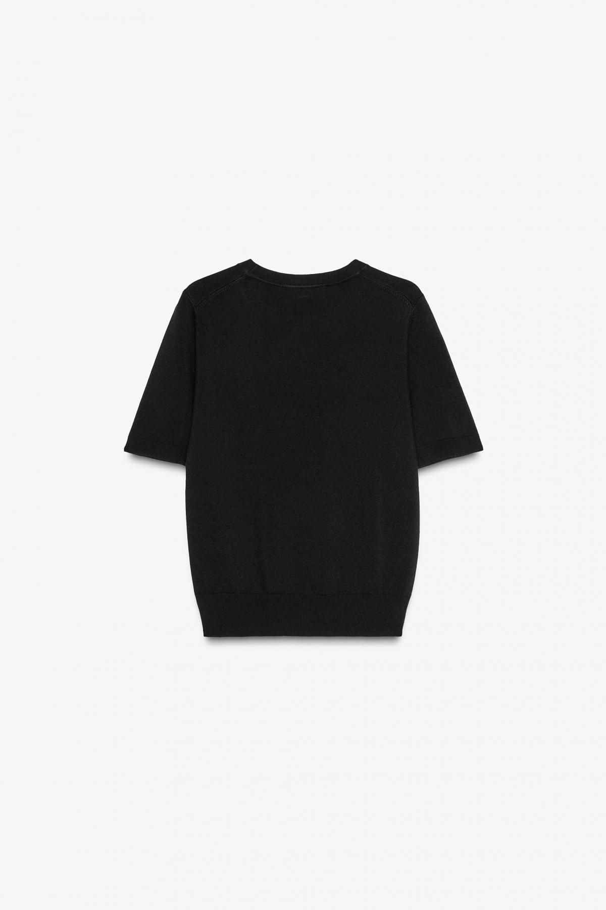 자라 미니멀 라운드넥 반팔 니트 8851/001 BLACK - 상세 이미지 5