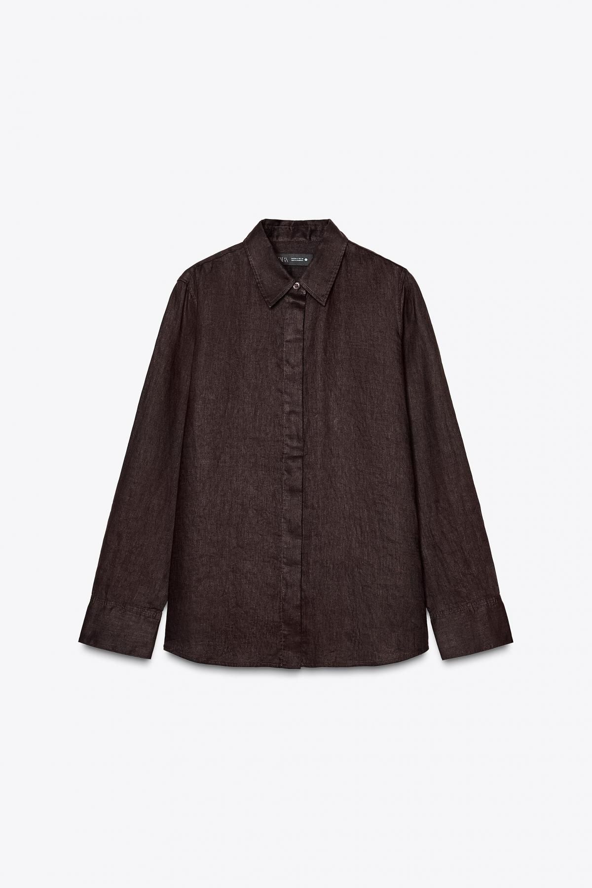 자라 프리미엄 린넨 긴팔 셔츠 5344/241 BROWN - 메인 이미지