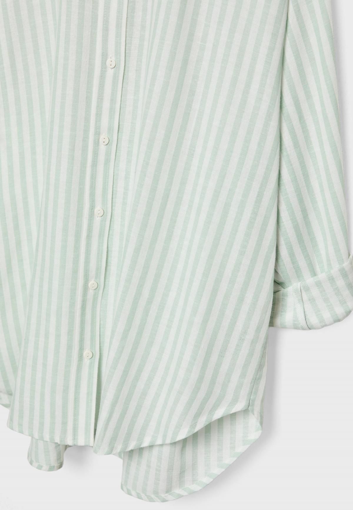 스트라디바리우스 린넨블렌드 오버핏 스트라이프 긴팔셔츠 2027/022 PASTEL GREEN - 상세 이미지 4