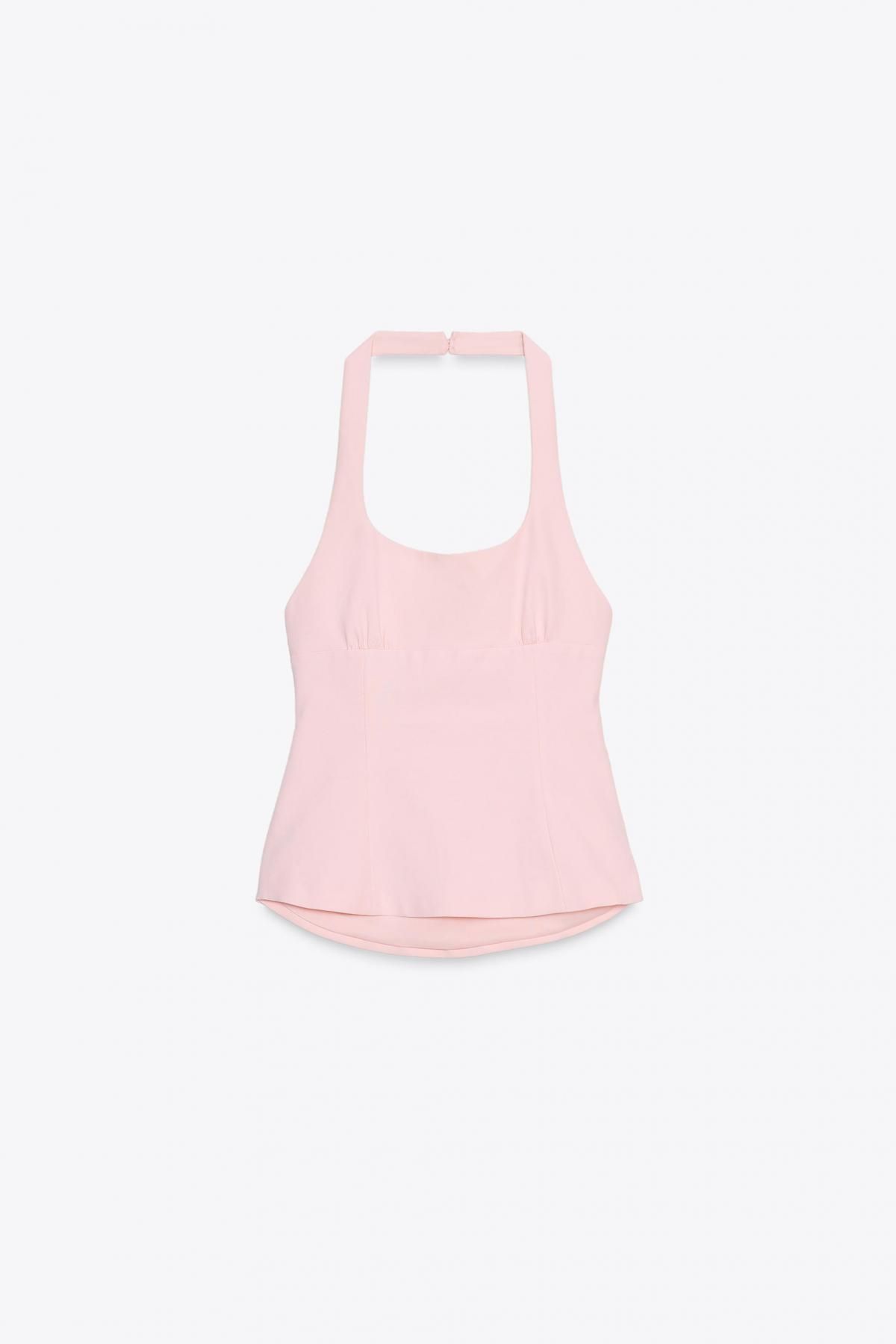 자라 스트레치 핑크 홀터넥 리본 민소매 4661/068 LIGHT PINK - 메인 이미지