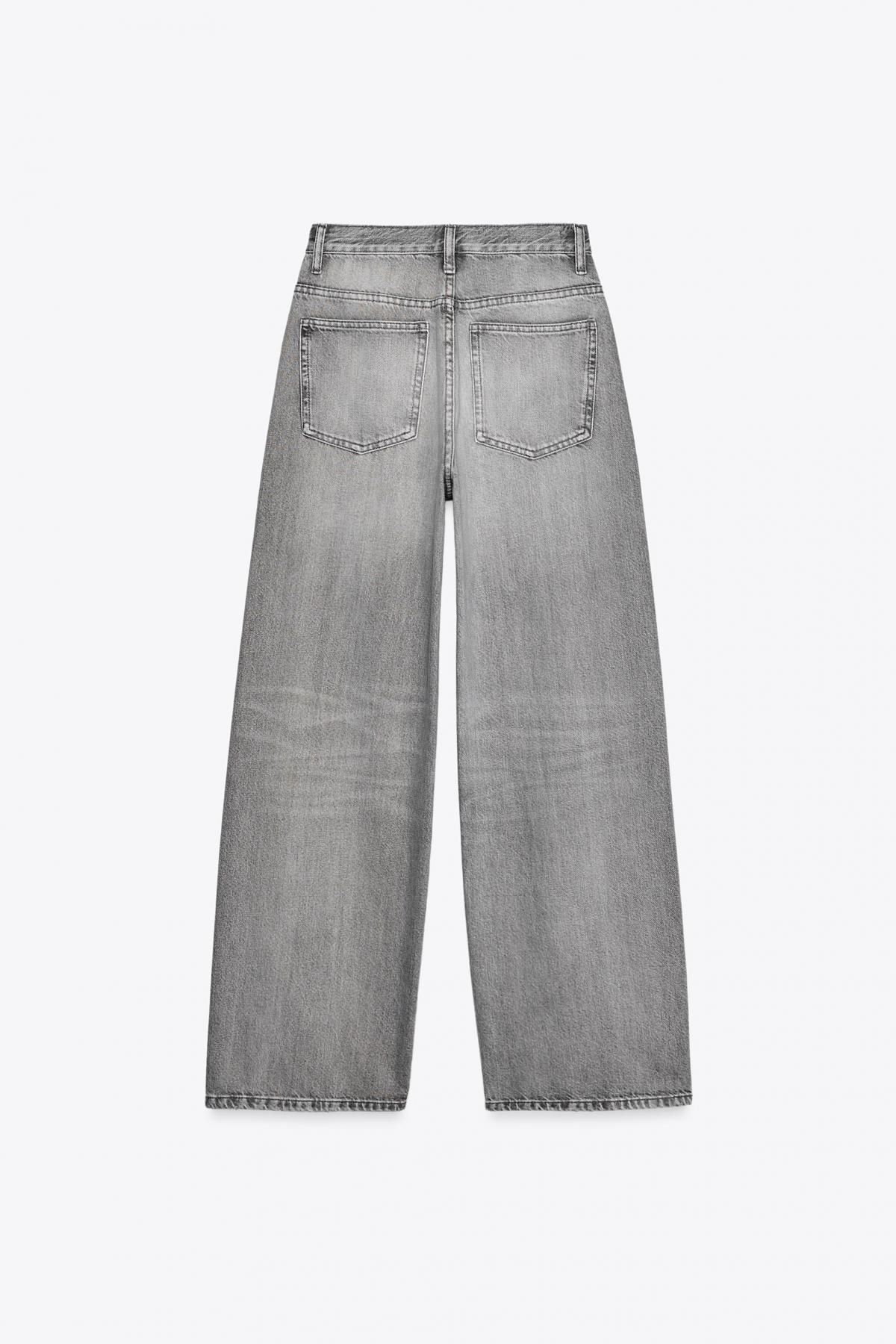 자라 테크니컬 하이웨이스트 와이드핏 크로스오버 데님 팬츠 5575/036 LIGHT GREY - 상세 이미지 5