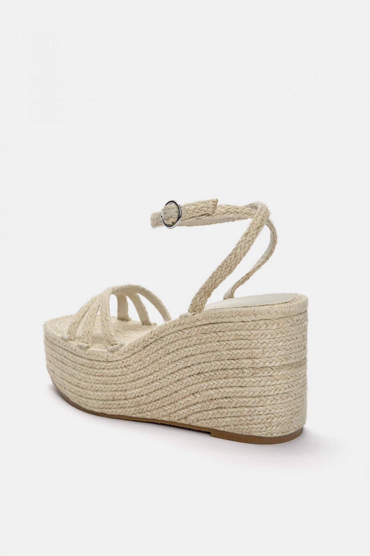 풀앤베어 내추럴 에스파드리유 웨지샌들 베이지 스트랩 플랫폼 1801/640 BEIGE - 상세 이미지 4