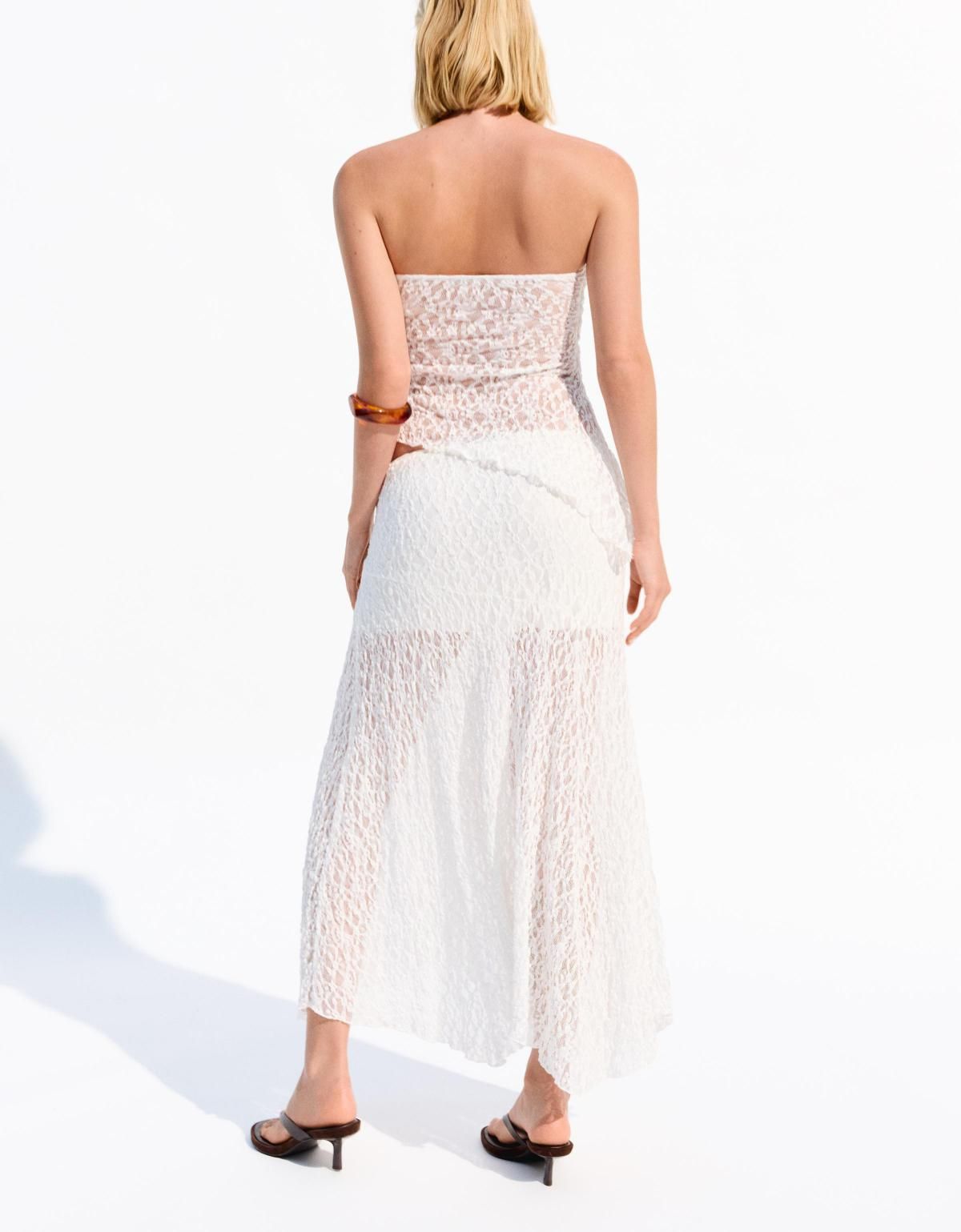 버쉬카 블론드 레이스 미디 스커트 0990/360 OFF WHITE - 상세 이미지 5