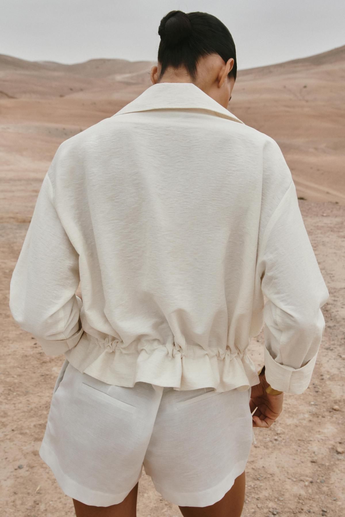 자라 테크니컬 오버핏 반팔 사파리 셔츠 7996/876 LIGHT BEIGE - 상세 이미지 5