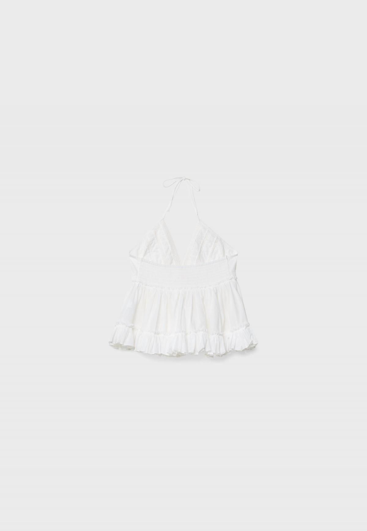 스트라디바리우스 레이스 자수 루즈핏 민소매 블라우스 8140/200 WHITE - 상세 이미지 4