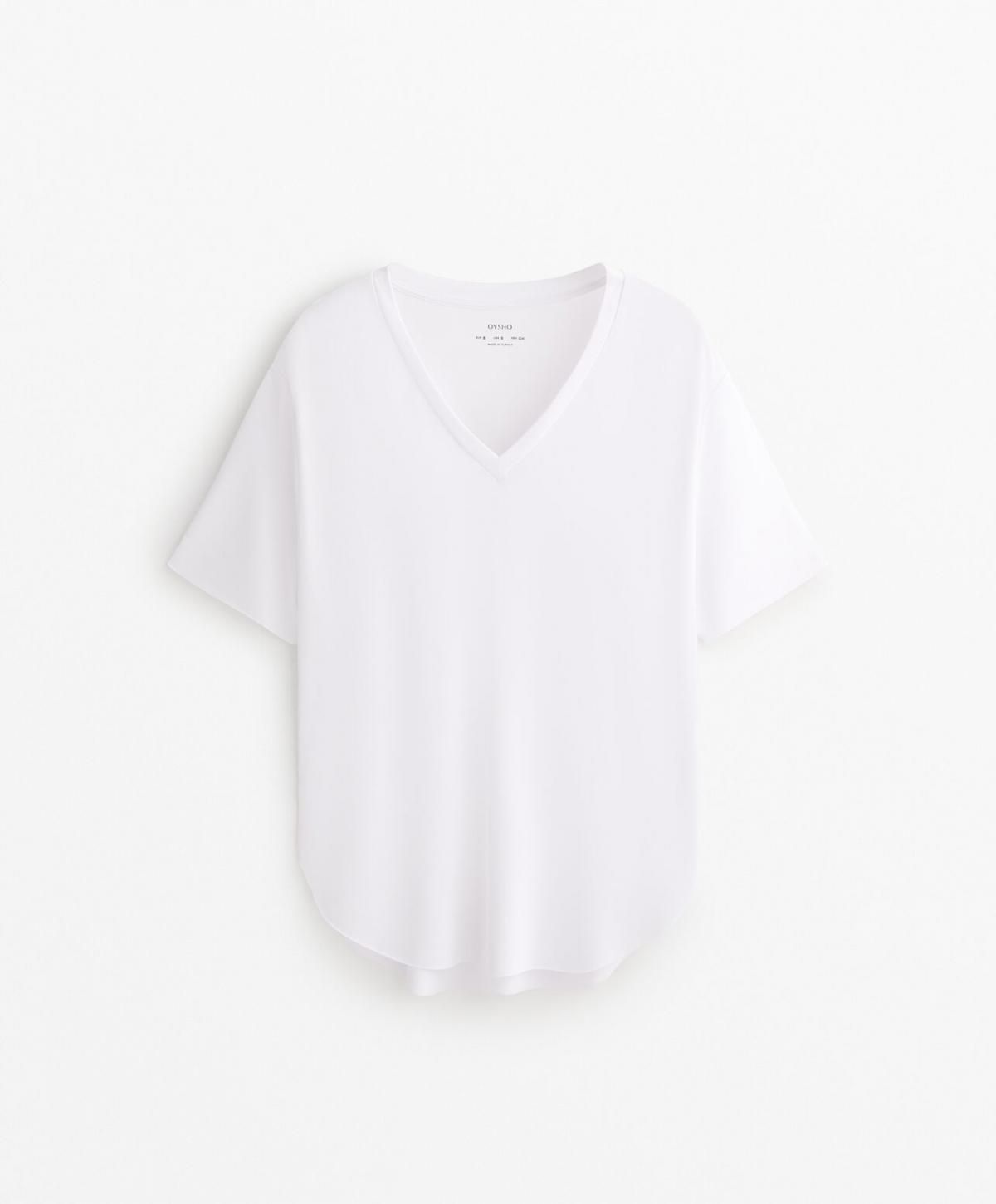 오이쇼 모달블렌드 브이넥 반팔 티셔츠 3107/314 WHITE - 상품 이미지
