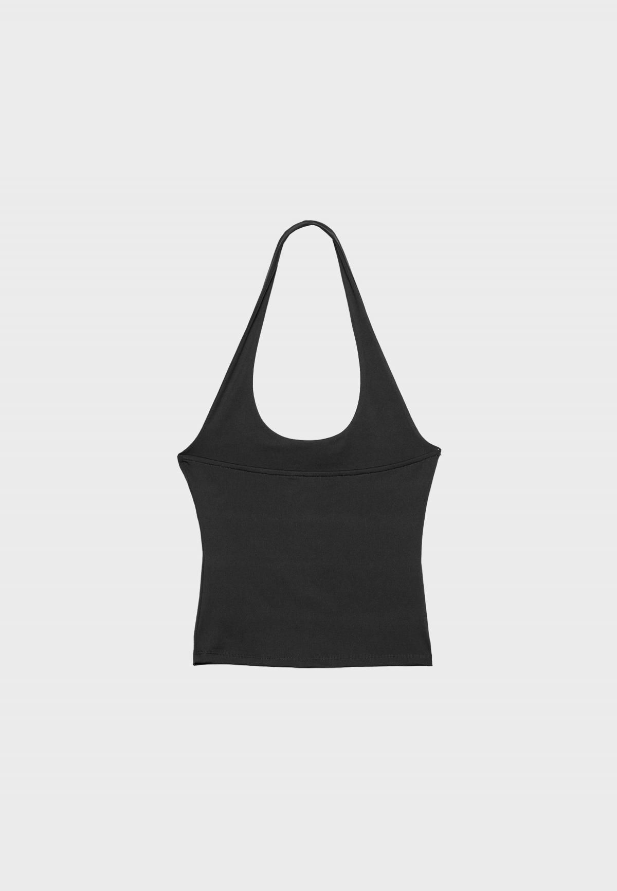 스트라디바리우스 슬림핏 레이서넥 홀터넥 민소매 티셔츠 7070/116 BLACK - 상세 이미지 4