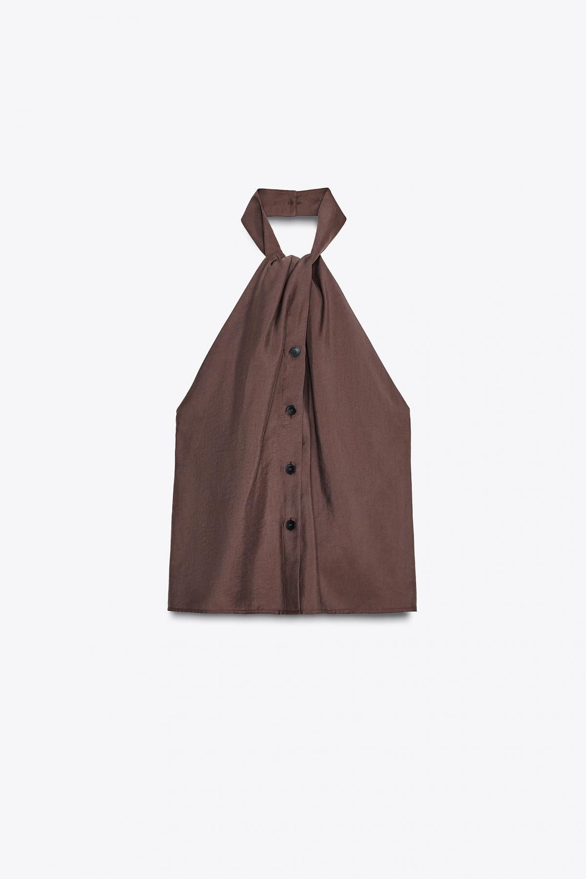 자라 브라운 매듭 홀터 베스트 탑 2010/709 DARK BROWN - 메인 이미지