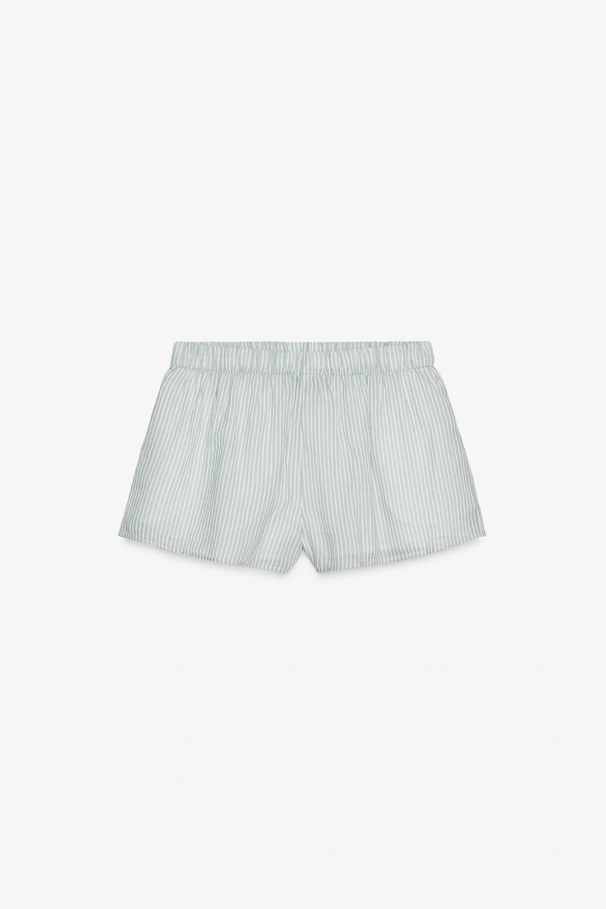 자라 스트라이프 코튼 거즈 파자마 반바지 7521/502 WHITE / GREEN - 메인 이미지