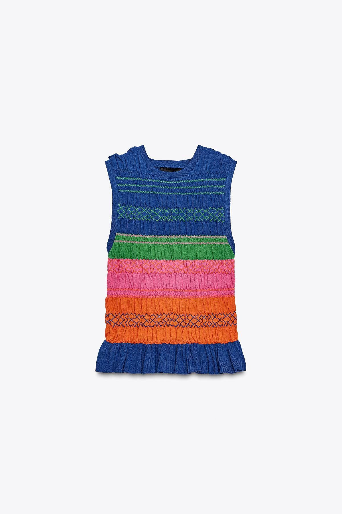 자라 멀티컬러 스모크 니트 민소매 탑 5802/100 MULTICOLOURED - 상품 이미지
