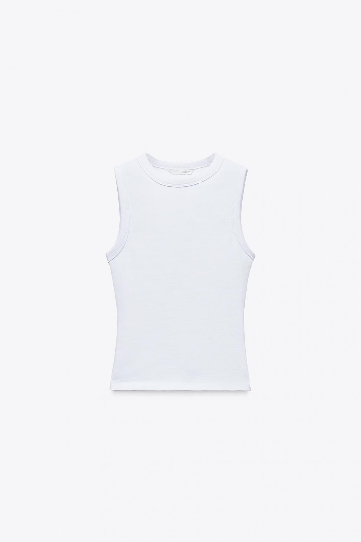 자라 골지 민소매 탑 4424/300 WHITE - 메인 이미지