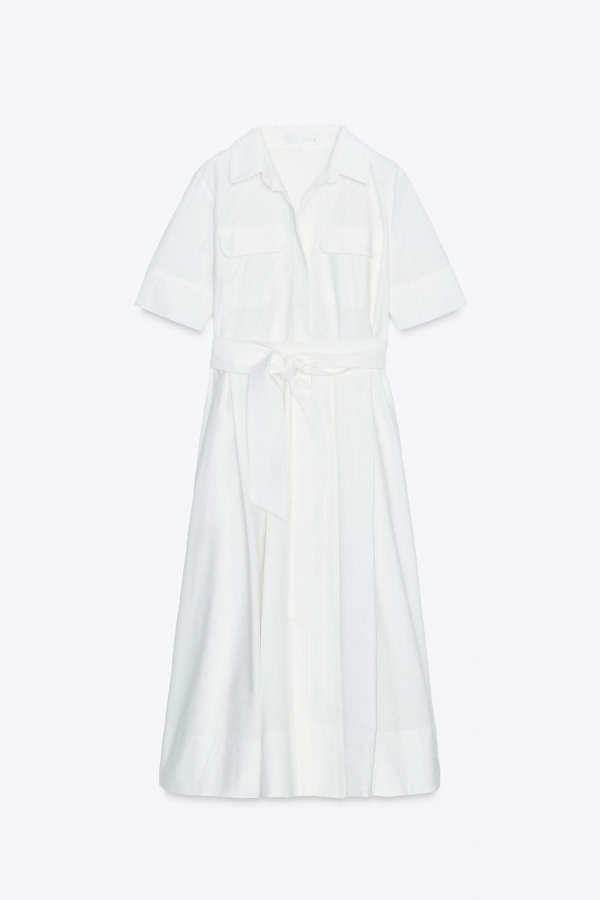 자라 미니멀 테크니컬 포플린 미디 원피스 2640/325 OYSTER-WHITE - 메인 이미지