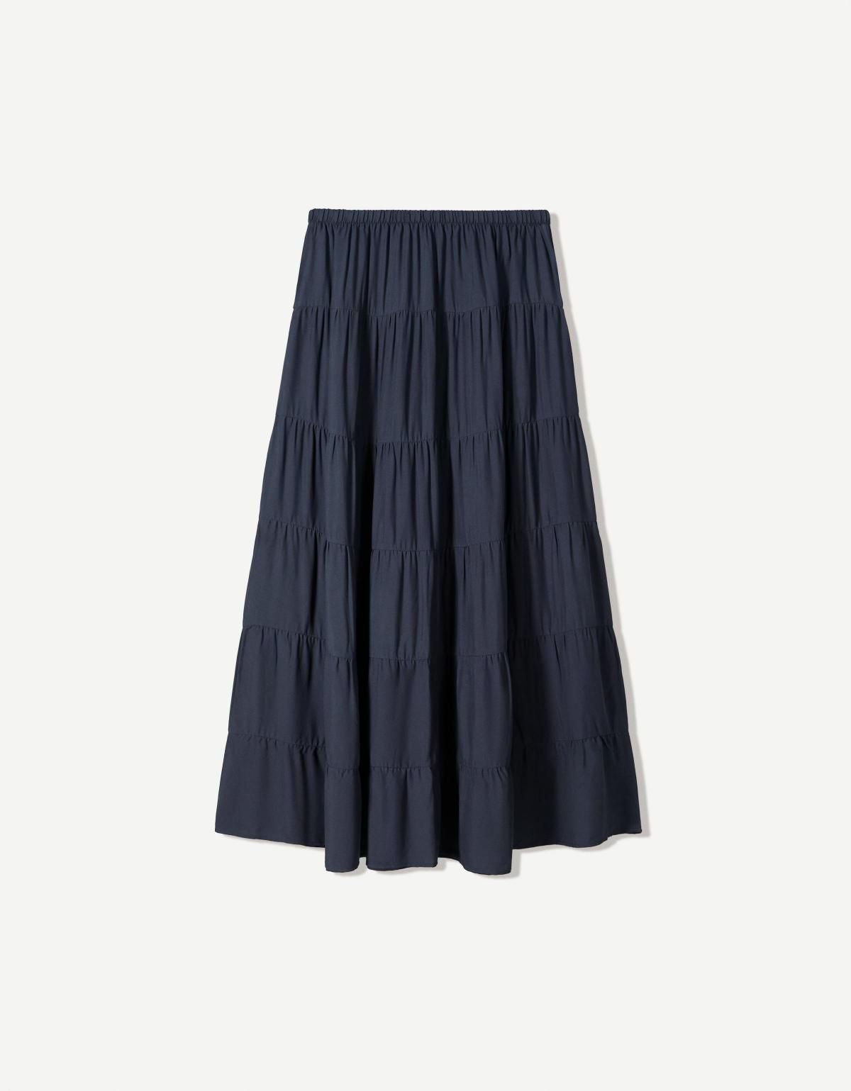 버쉬카 러스틱 플레어 미디 스커트 6073/207 NAVY - 상품 이미지