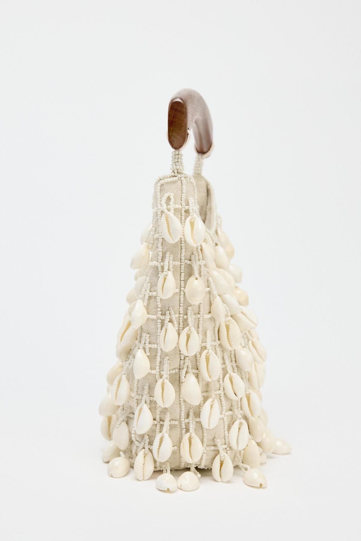 자라 비즈 에스닉 패브릭 버킷백 6533/610 LIGHT BEIGE - 상세 이미지 5