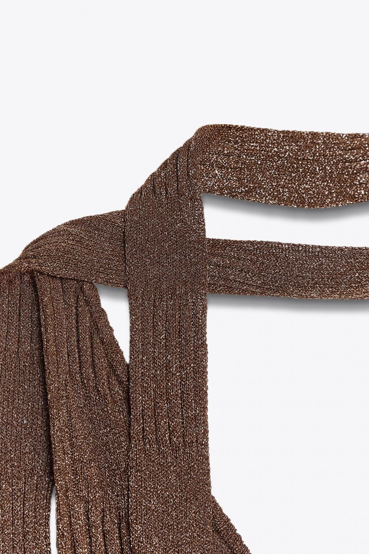 자라 메탈릭 비대칭 스카프 미디 원피스 5063/802 CHOCOLATE - 상세 이미지 3