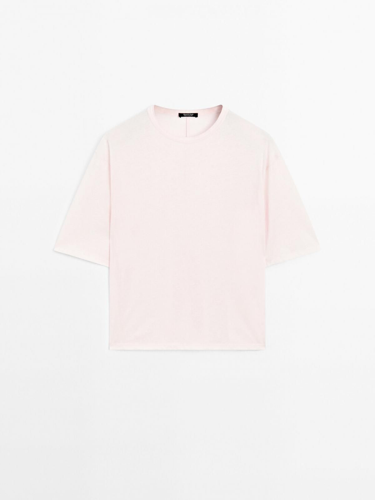 마시모두띠 박시핏 100 코튼 크루넥 반팔 티셔츠 6840/500 PASTEL PINK - 상품 이미지