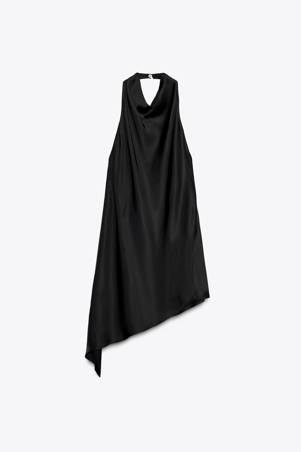 자라 새틴 언밸런스드 홀터넥 슬리브리스 탑 2754/100 BLACK - 메인 이미지