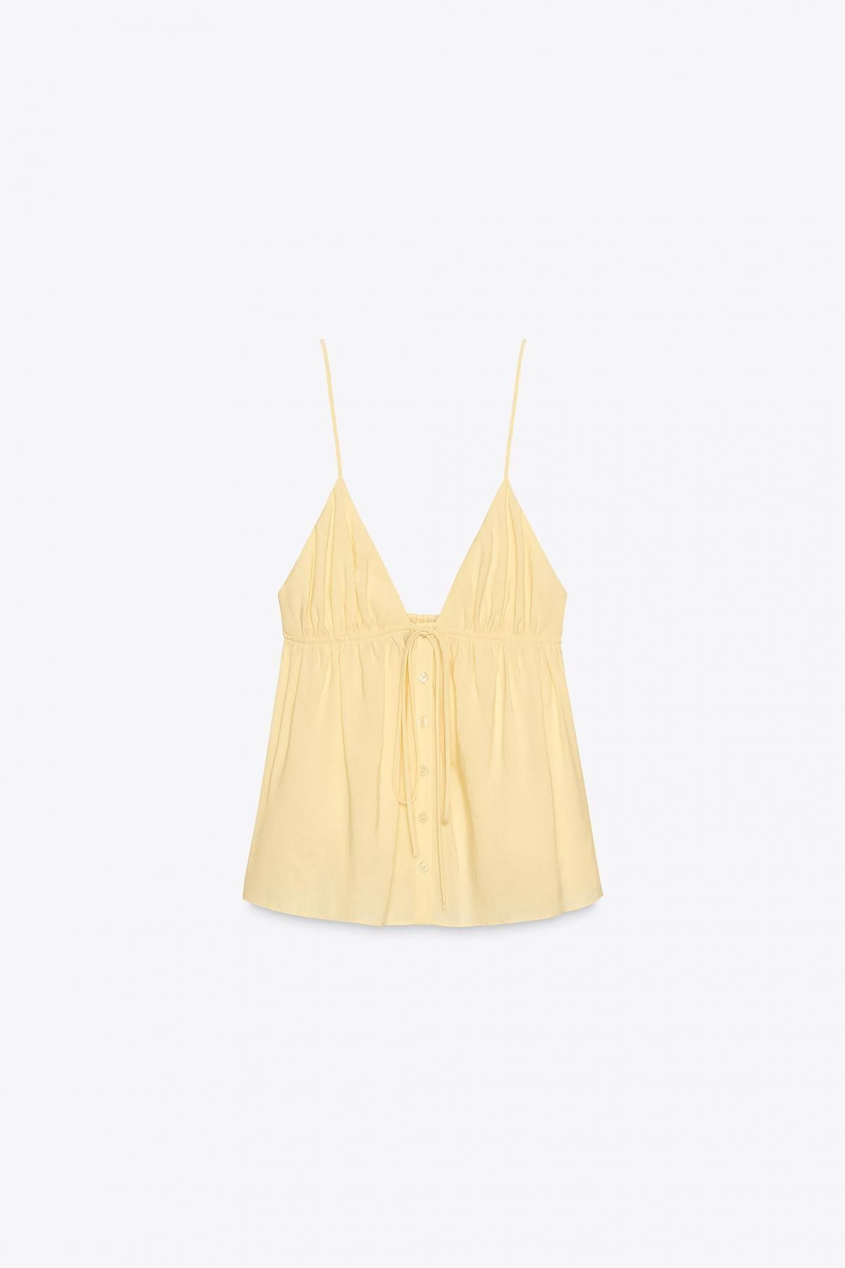 자라 플루이드 스트랩 민소매 탑 3744/117 LIGHT YELLOW - 메인 이미지