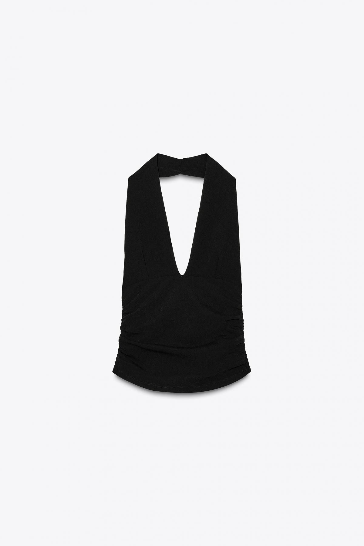 자라 홀터넥 브이넥 탑 3644/310 BLACK - 메인 이미지