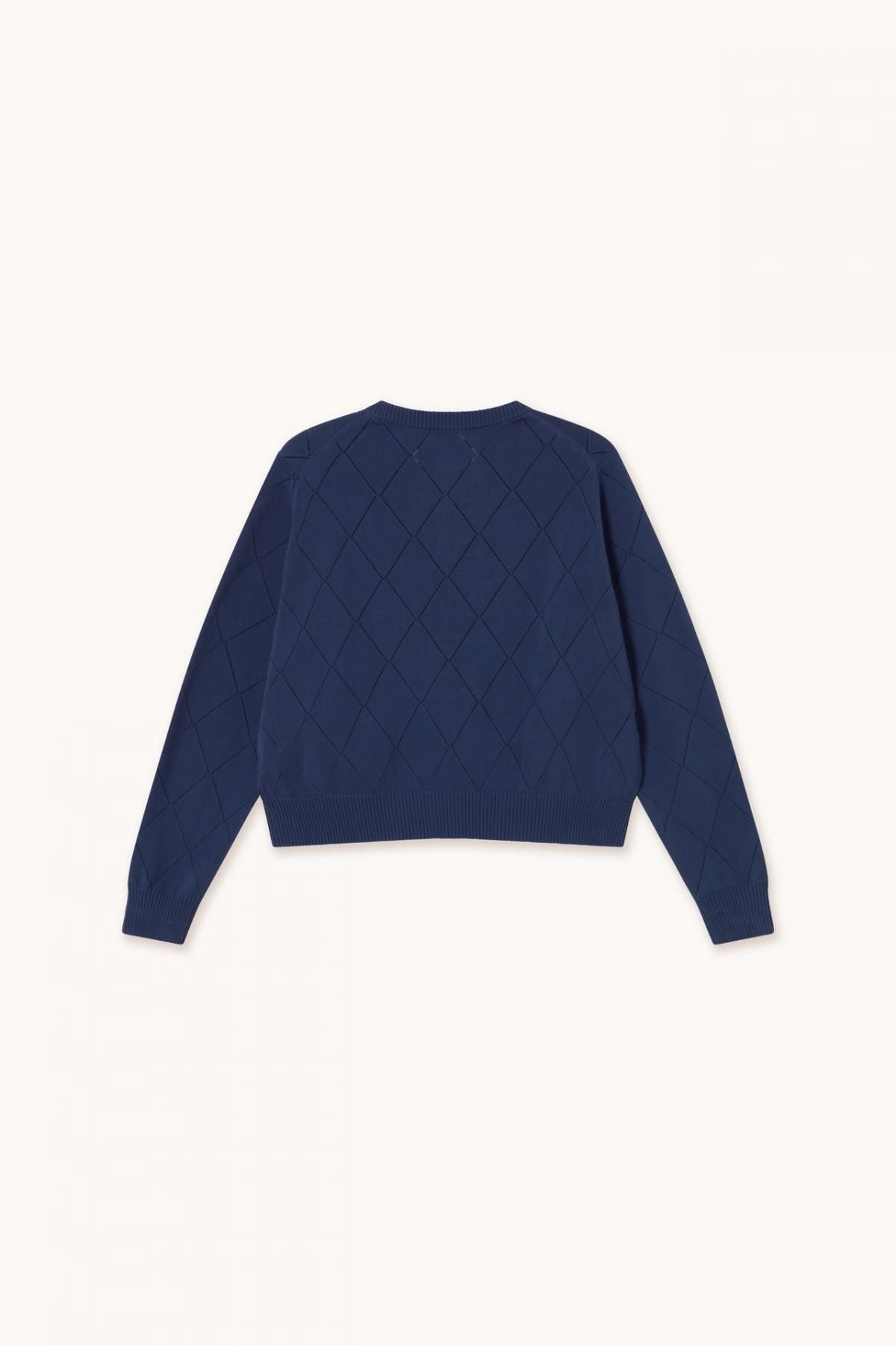 타이니코튼 다이아몬드 패턴 라운드넥 카디건 네이비 SS25-771107 NAVY - 상세 이미지 5