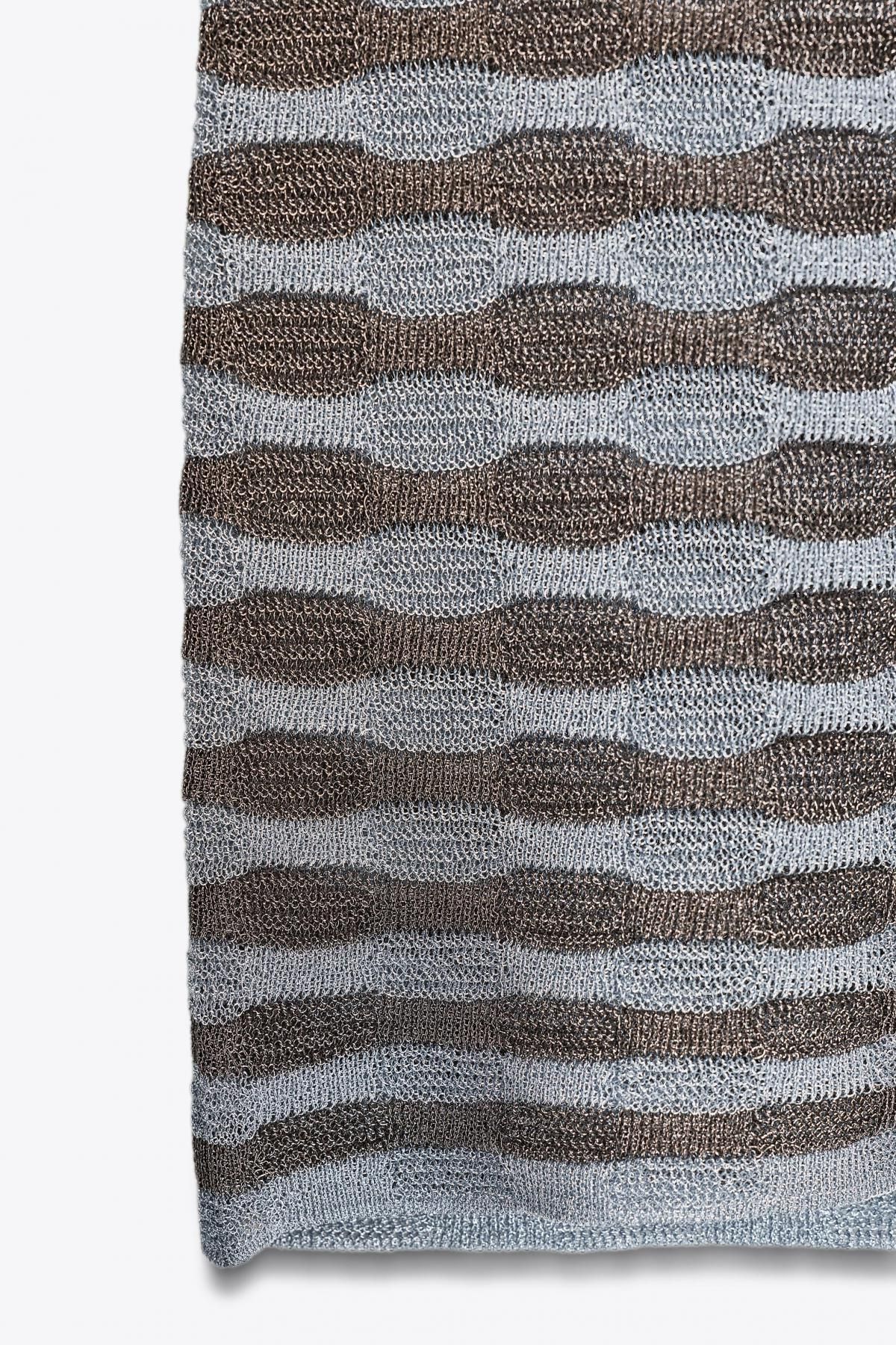 자라 메탈릭 스트라이프 스트랩 미니 원피스 5063/808 BROWN-BLUE - 상세 이미지 4