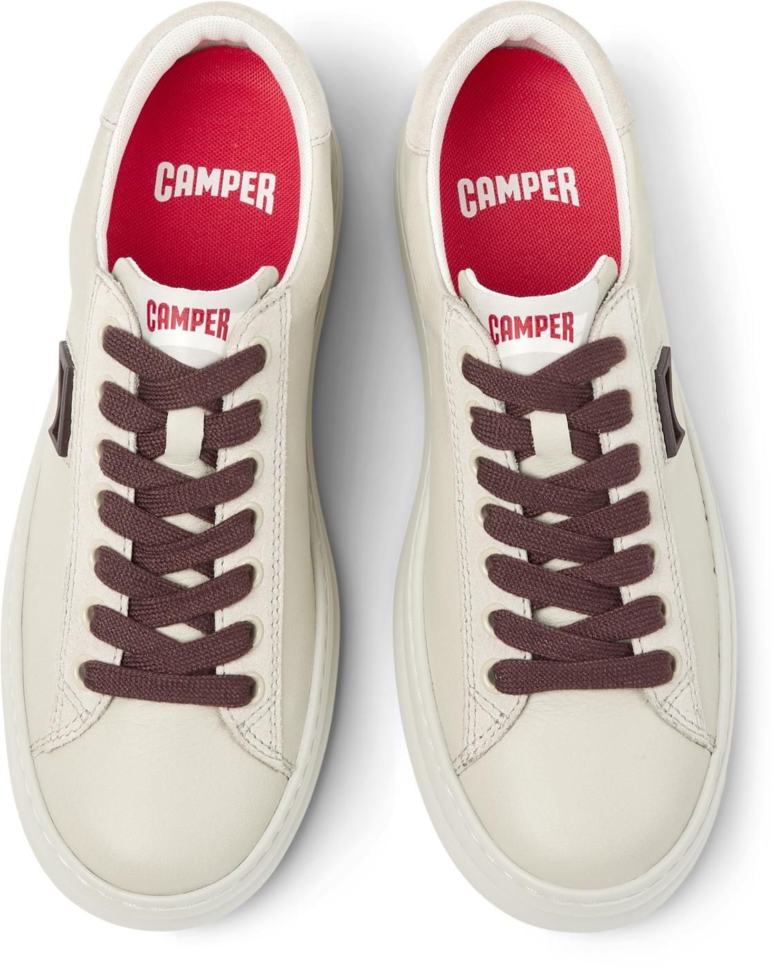 캠퍼 베이직 아이보리 레더 로우탑 스니커즈 Runner K201855-005 BEIGE - 메인 이미지