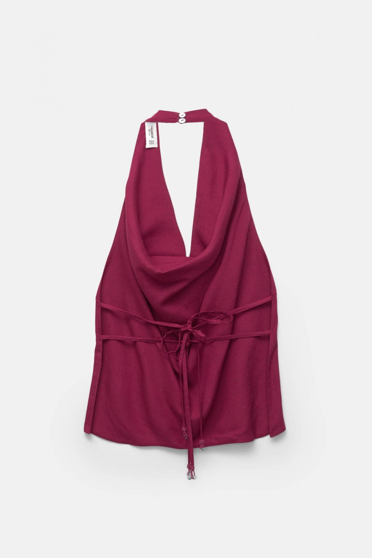 풀앤베어 샤이니 새틴 홀터넥 민소매탑 3474/369 MAROON - 상세 이미지 3