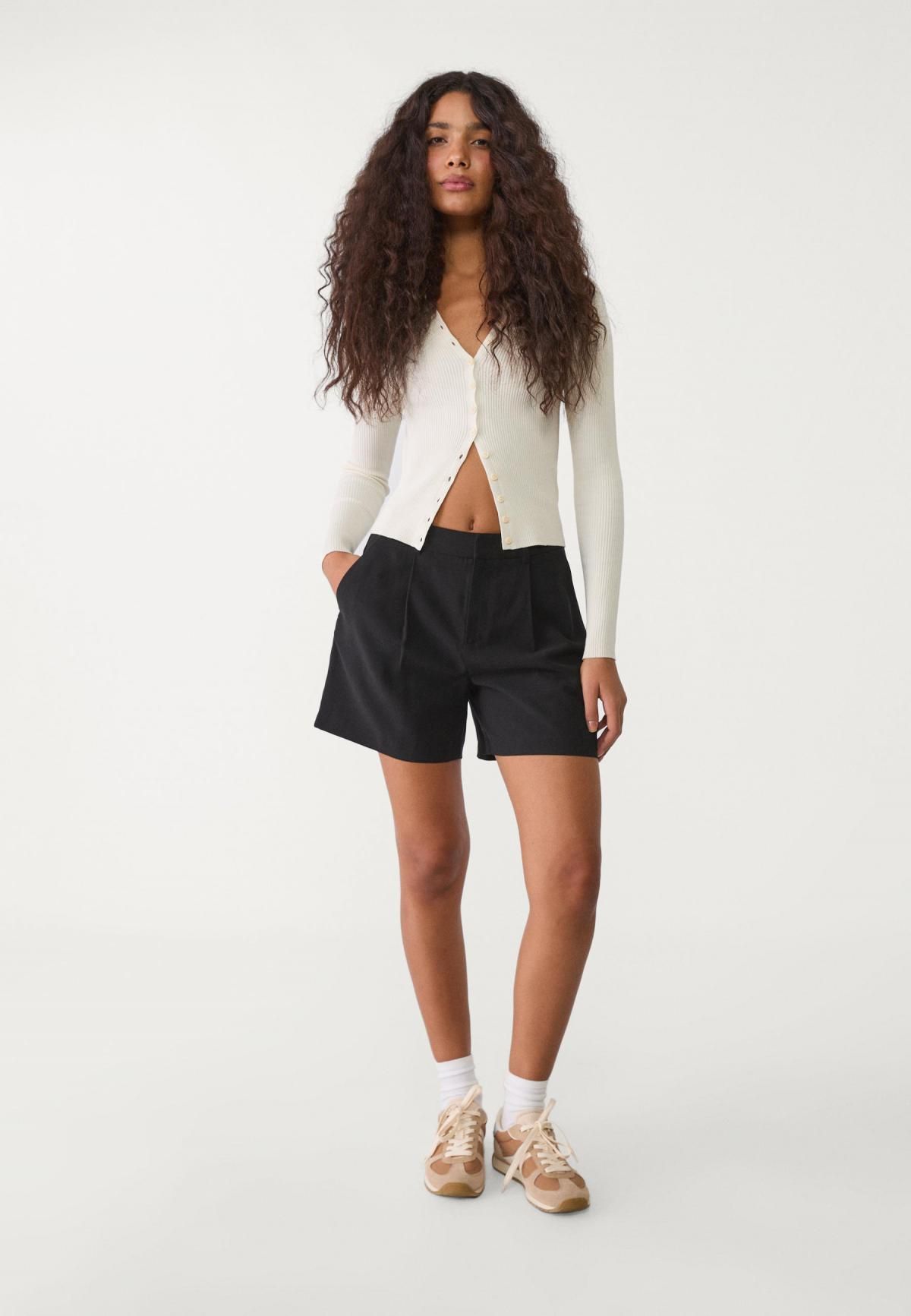 스트라디바리우스 하이웨이스트 테크니컬 다트 슬림 반바지 1394/563 BLACK - 상세 이미지 4